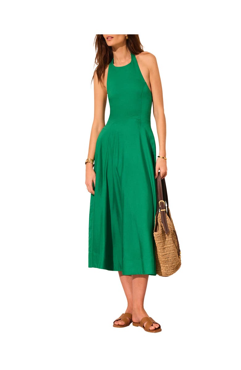 MINT VELVET Linen Blend Halter Midi Dress, Alternate, color, Green