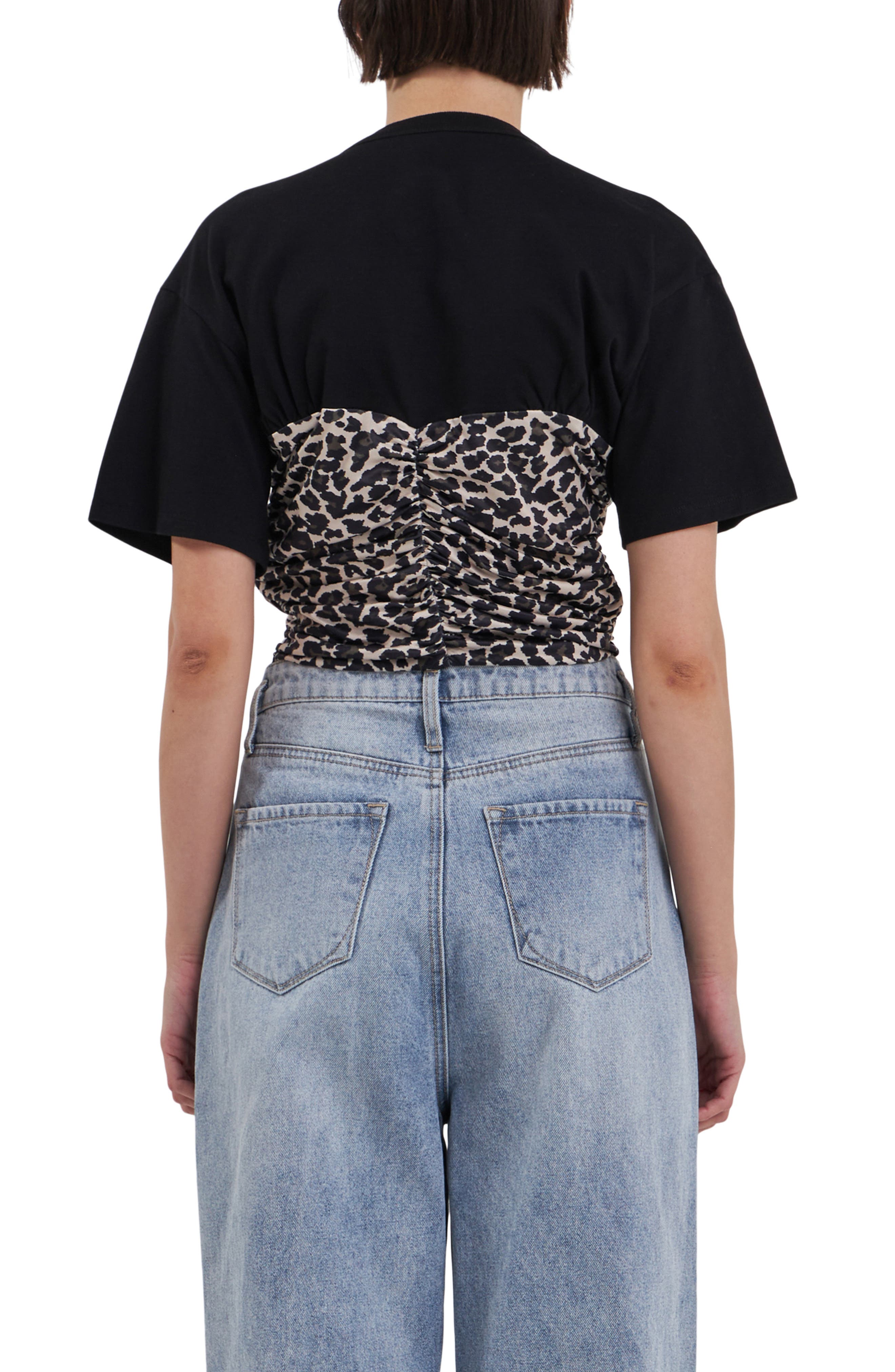 Leopard Smocked Crop T-Shirt - image 2