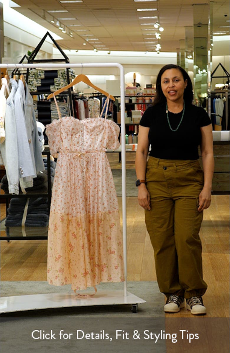 Penelope Floral Puff Sleeve Corset Chiffon Midi Dress, sales video thumbnail