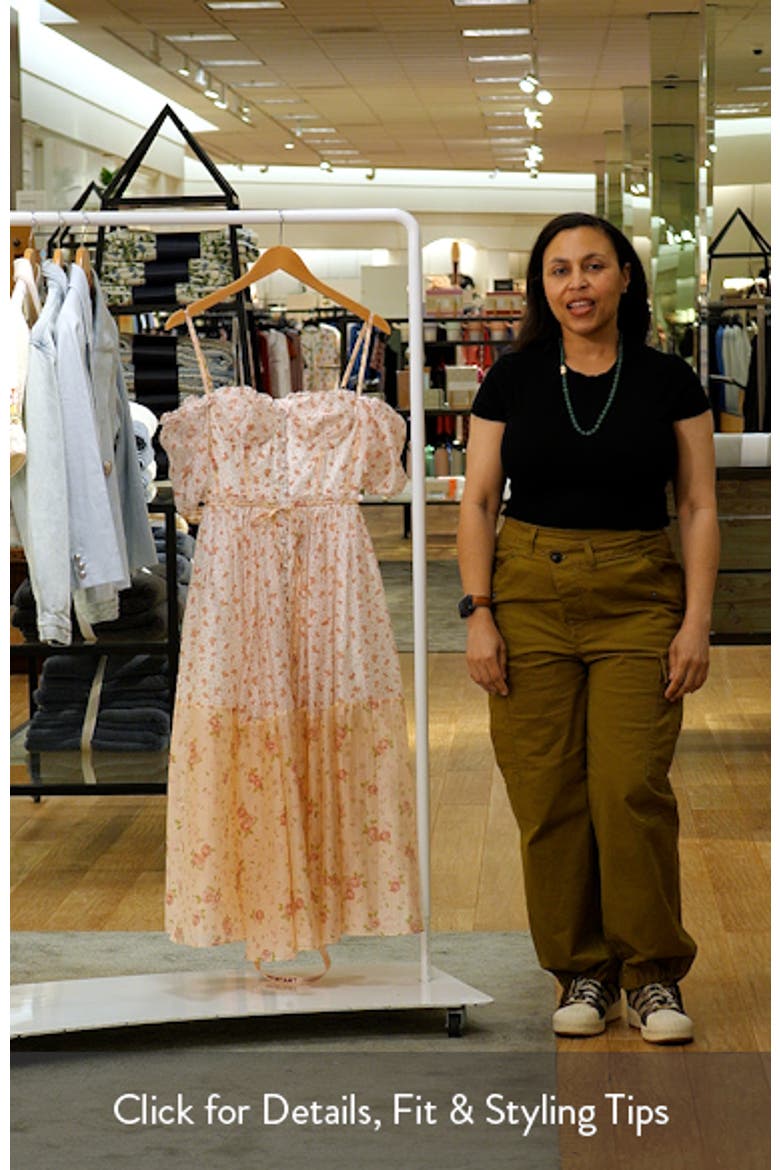 Penelope Floral Puff Sleeve Corset Chiffon Midi Dress video