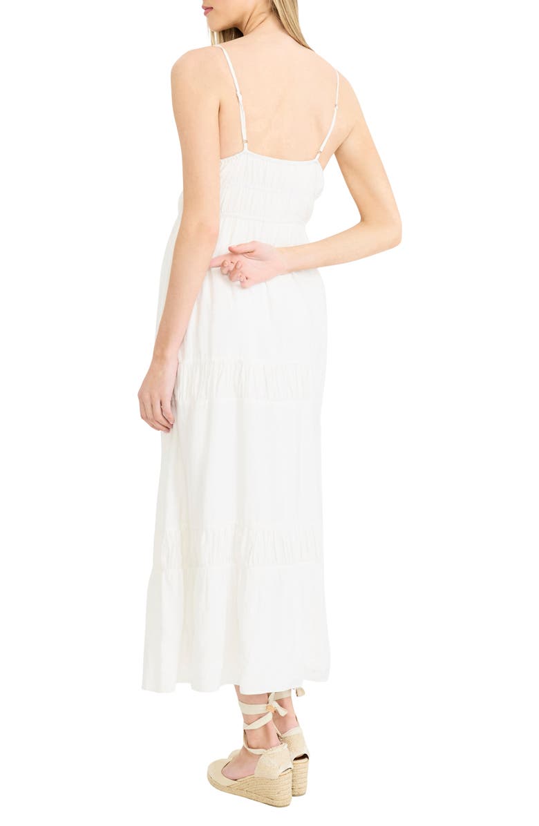 The Good Journey Square Neck Tiered Midi Sundress, Alternate, color, Cloud Dancer