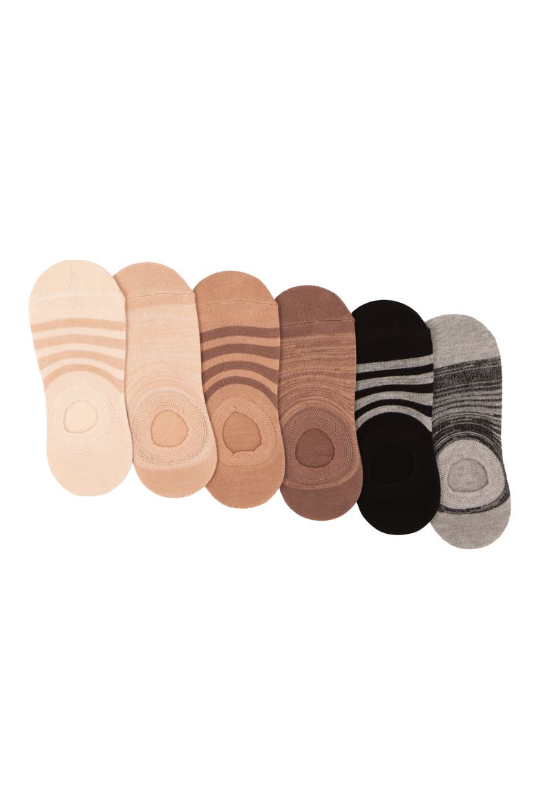 Assorted 6-Pack Super No-Show Socks, Main, color, BEIGE MULTI