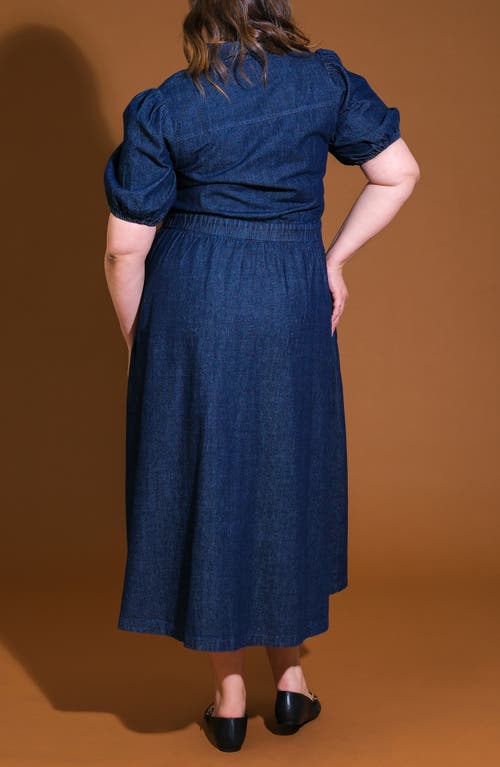 Flying Tomato Denim Midi Dress In Medium Indigo In Blue