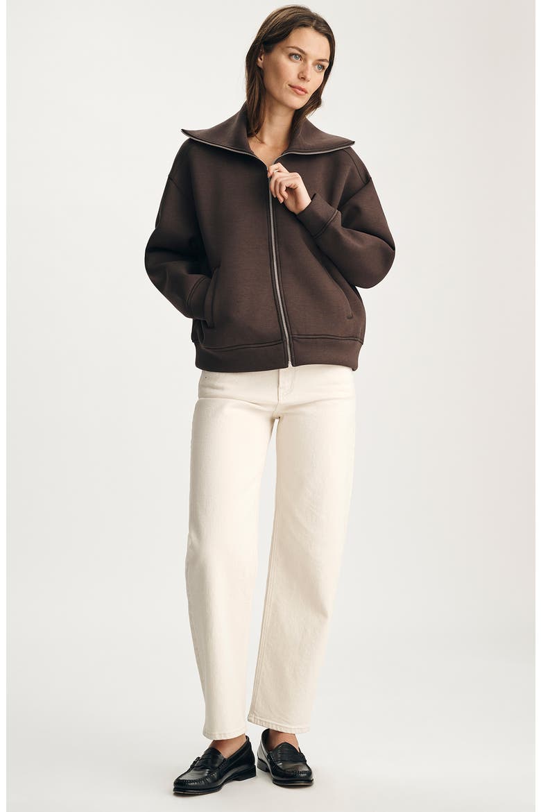 Sporty Luxe Full Zip Fleece Sweatshirt, Alternate, color, COFFEE BEAN