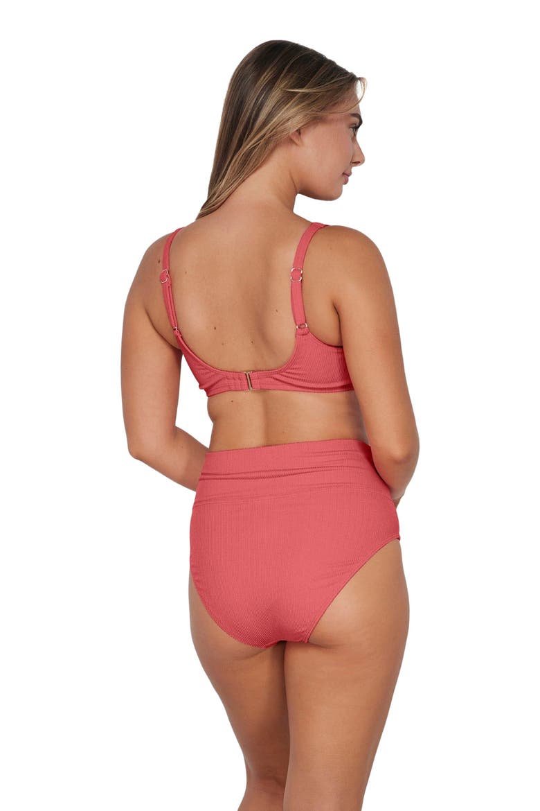 Hannah High Waist Bikini Swim Bottoms, Alternate, color, Hibiscus Tea