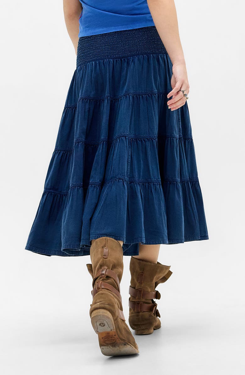 BDG Urban Outfitters Bea Cotton Tiered Skirt, Alternate, color, Blue