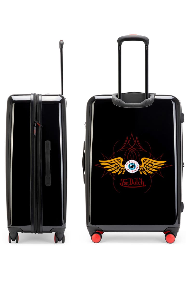 Kustom Kulture 3-Piece Expandable Hardside Spinner Luggage Set, Alternate, color, Black Eyeflight