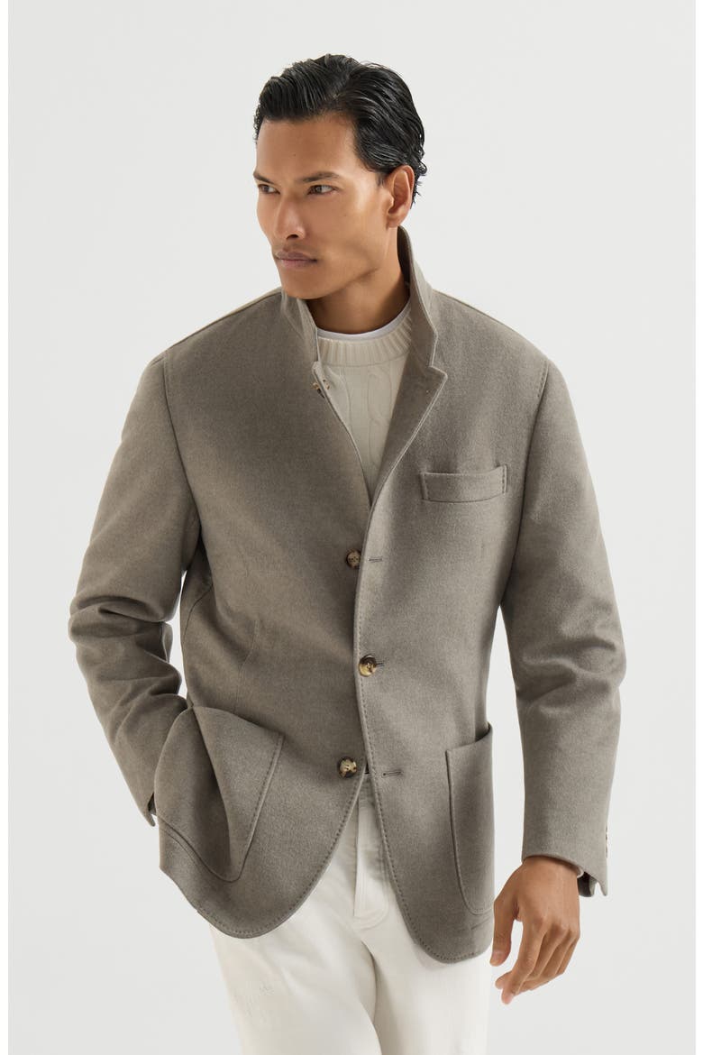 Lightweight water-resistant cashmere outerwear blazer, Main, color, Military