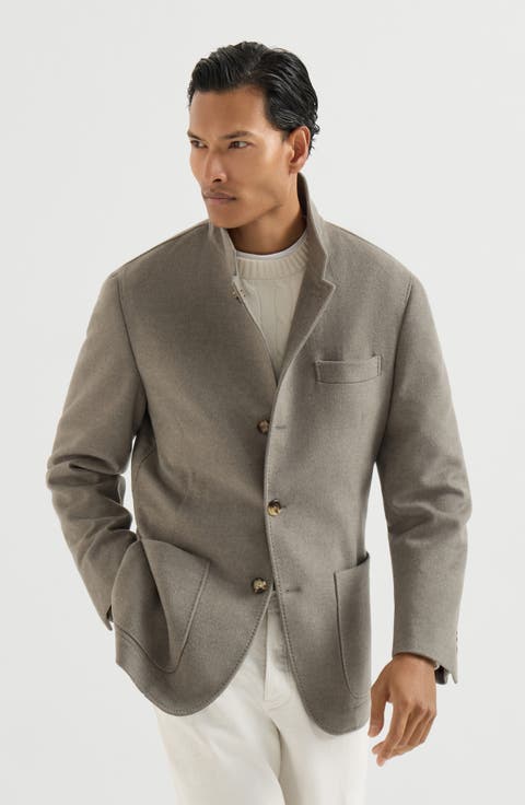 Lightweight water-resistant cashmere outerwear blazer