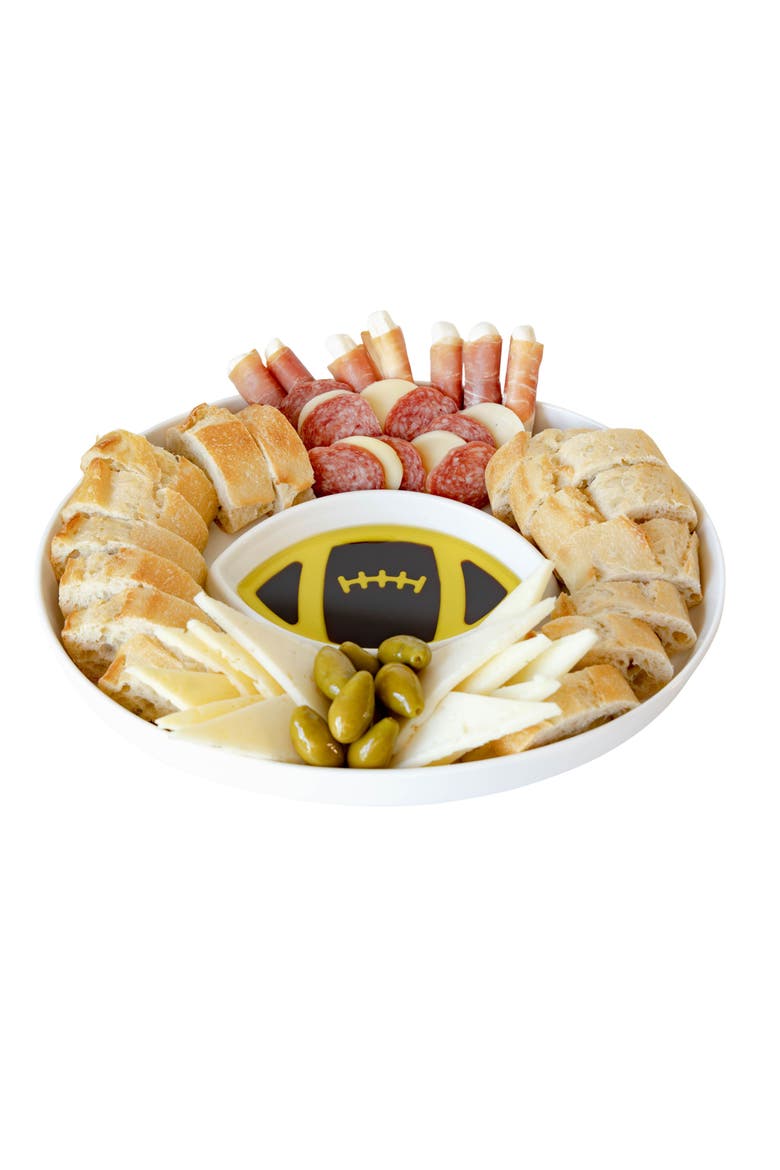 Olive Oil and Balsamic Vinegar Dipping Platter - Football, Main, color, White