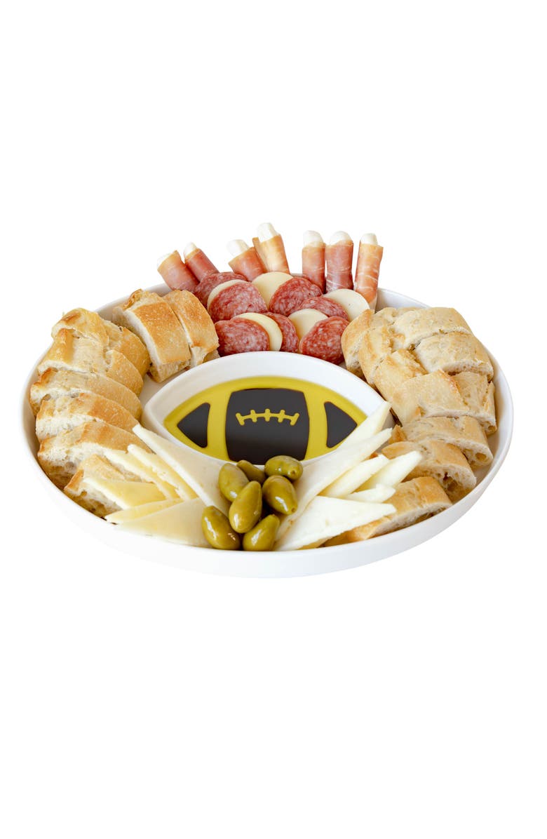 Jeanne Fitz Olive Oil and Balsamic Vinegar Dipping Platter - Football, Main, color, White