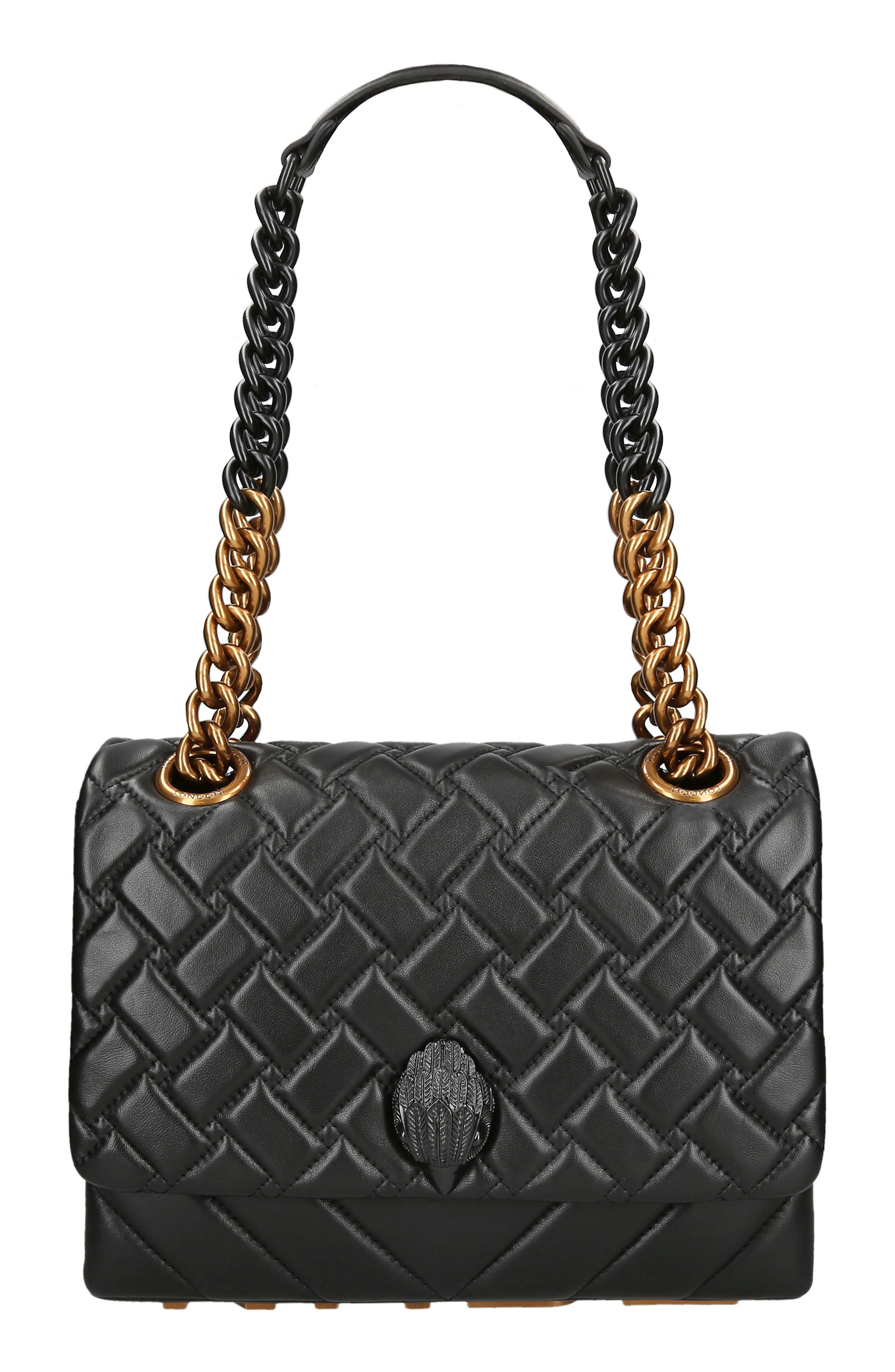 Kurt Geiger London Large Kensington Kurt Leather Convertible Shoulder Bag, Main, color, Black