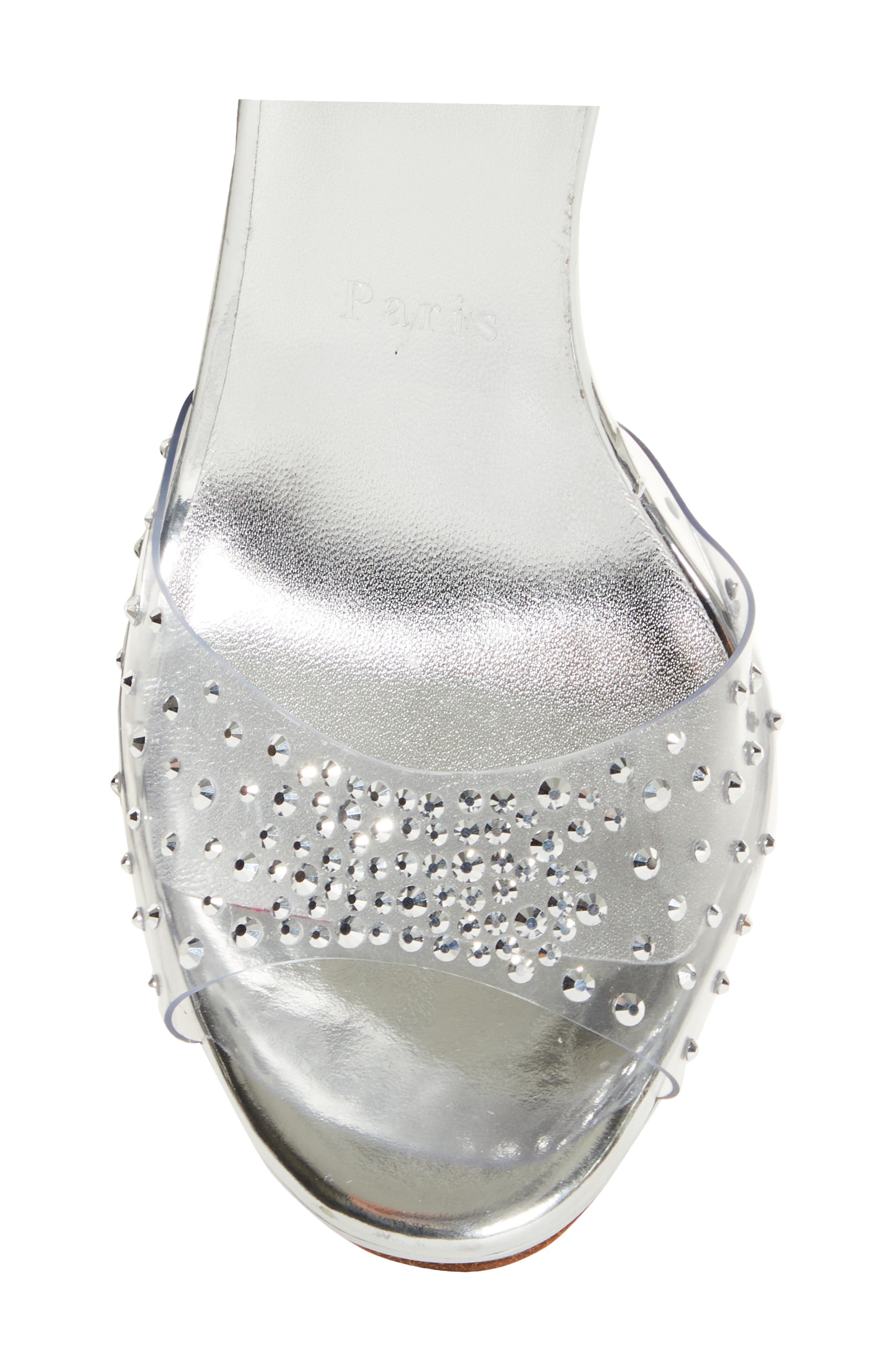 Degratina Crystal Embellished Ankle Tie Sandal, Alternate, color, VERSION SILVER
