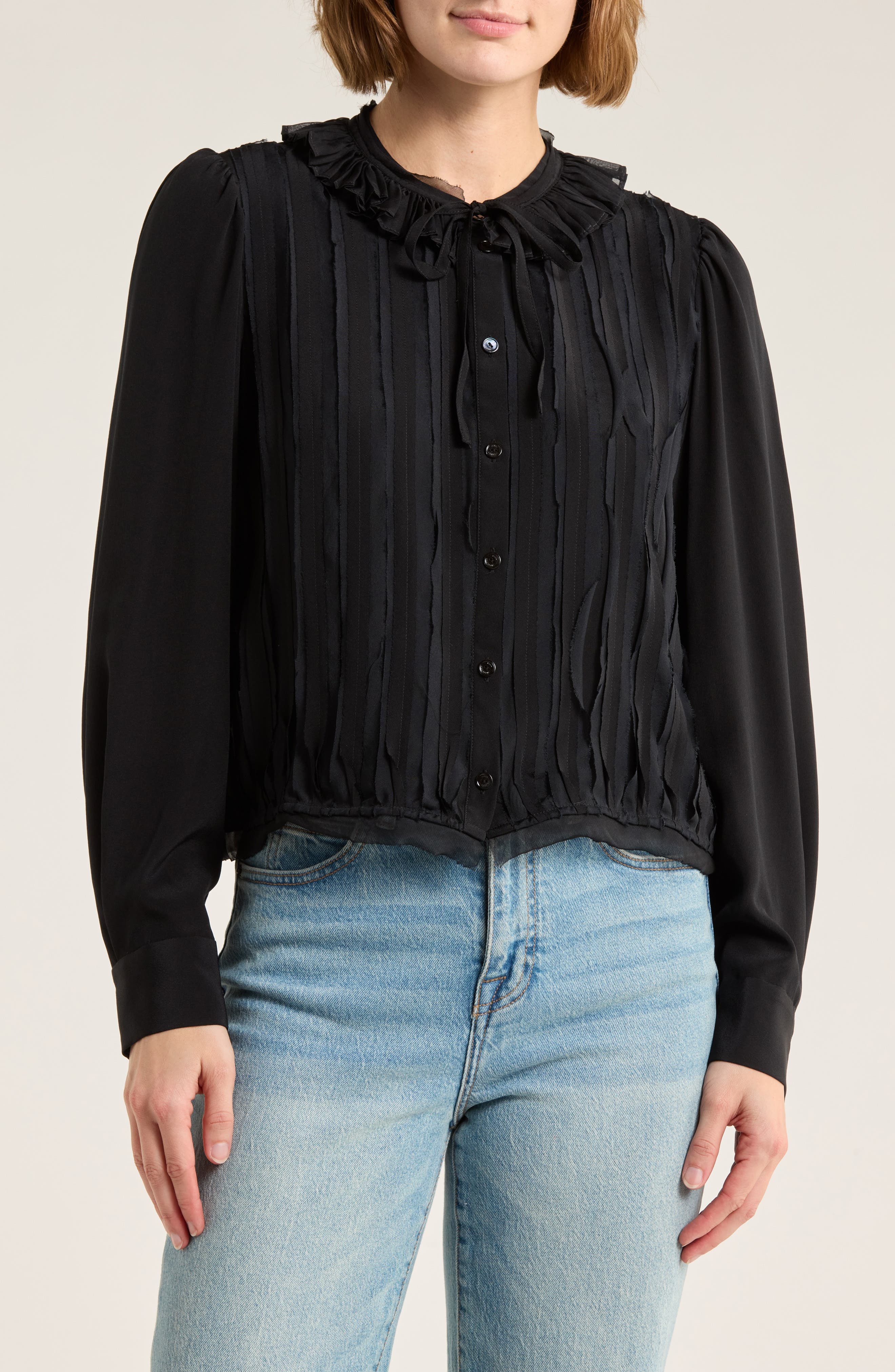Ulla Johnson Karla Pintuck Pleated Silk Top