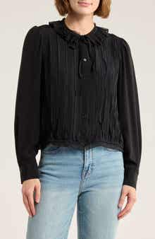 Ulla Johnson Karla Pintuck Pleated Silk Top