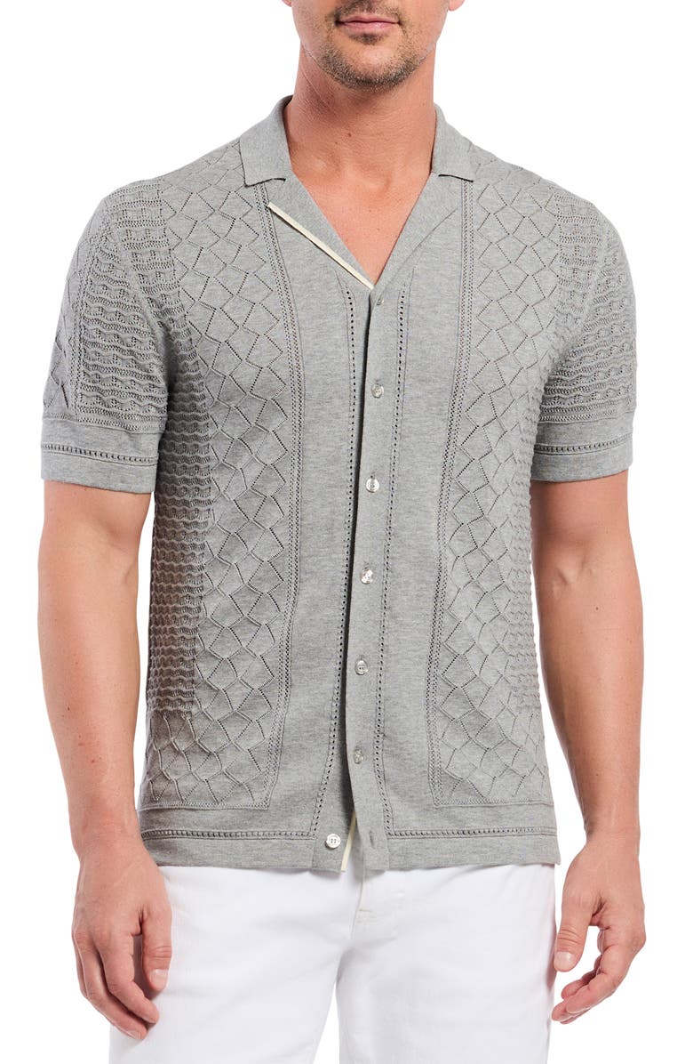 Robert Graham Delmar Pointelle Cotton Button-Up Sweater, Main, color, 