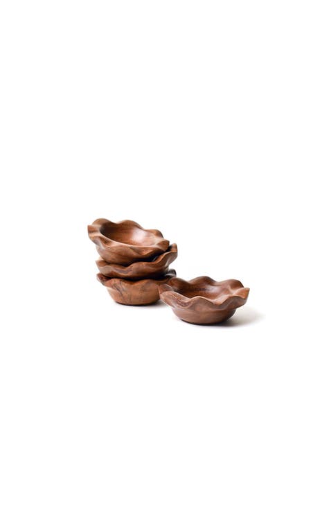 Fundamental Wood Ruffle Dipping Bowl Set of 4