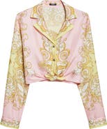 Versace Barocco Crop Silk Button-Up Shirt