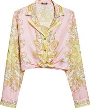Versace Barocco Crop Silk Button-Up Shirt