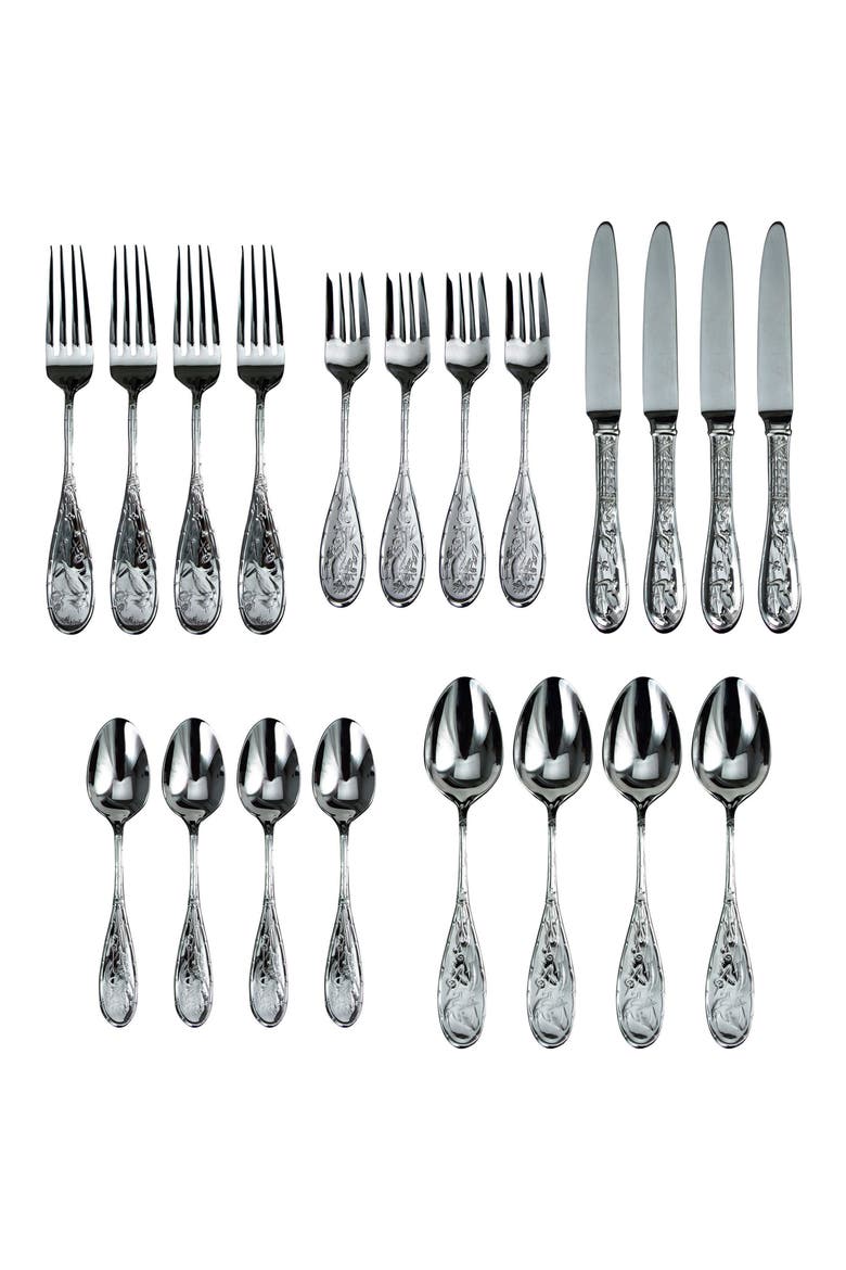 Japanese Bird 20-Piece Flatware Set, Alternate, color, SILVER