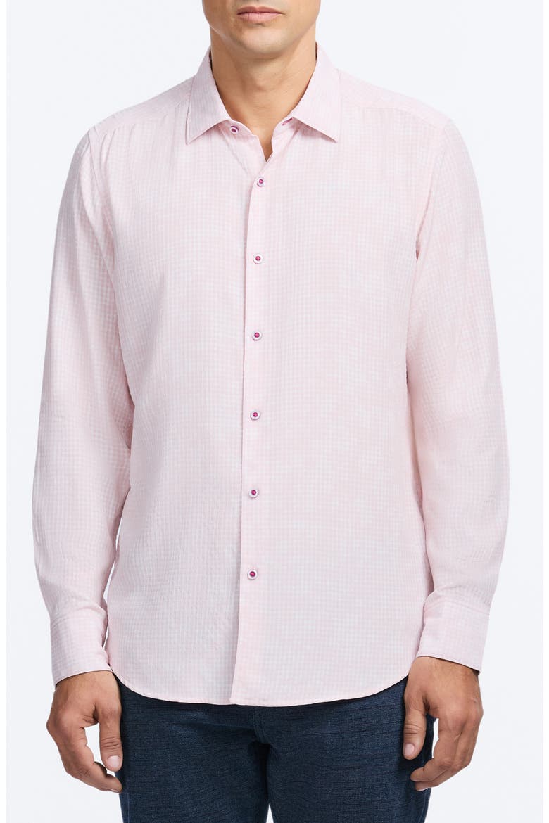 Angola Faded Plaid & Floral Button-Up Shirt, Main, color, PINK