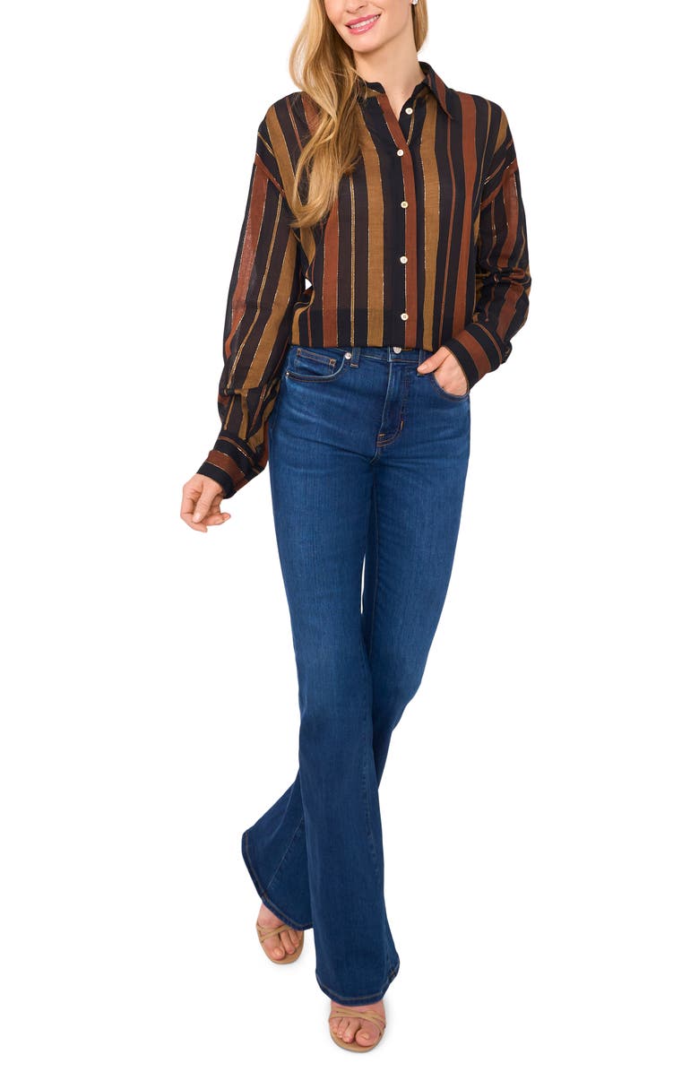 Ted Baker Stripe Oversize Button-Up Shirt, Alternate, color, Rich Black