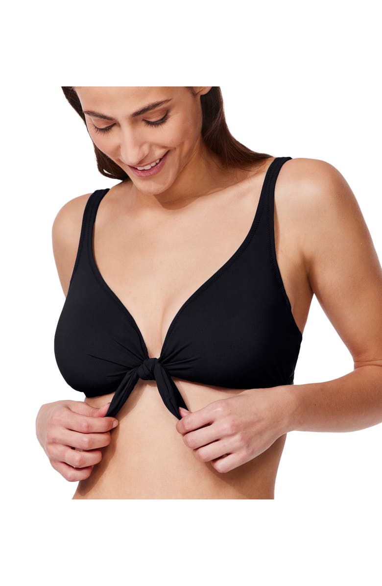 Profile by Gottex Tutti Frutti Underwire Tie Front Bikini Top, Alternate, color, Black