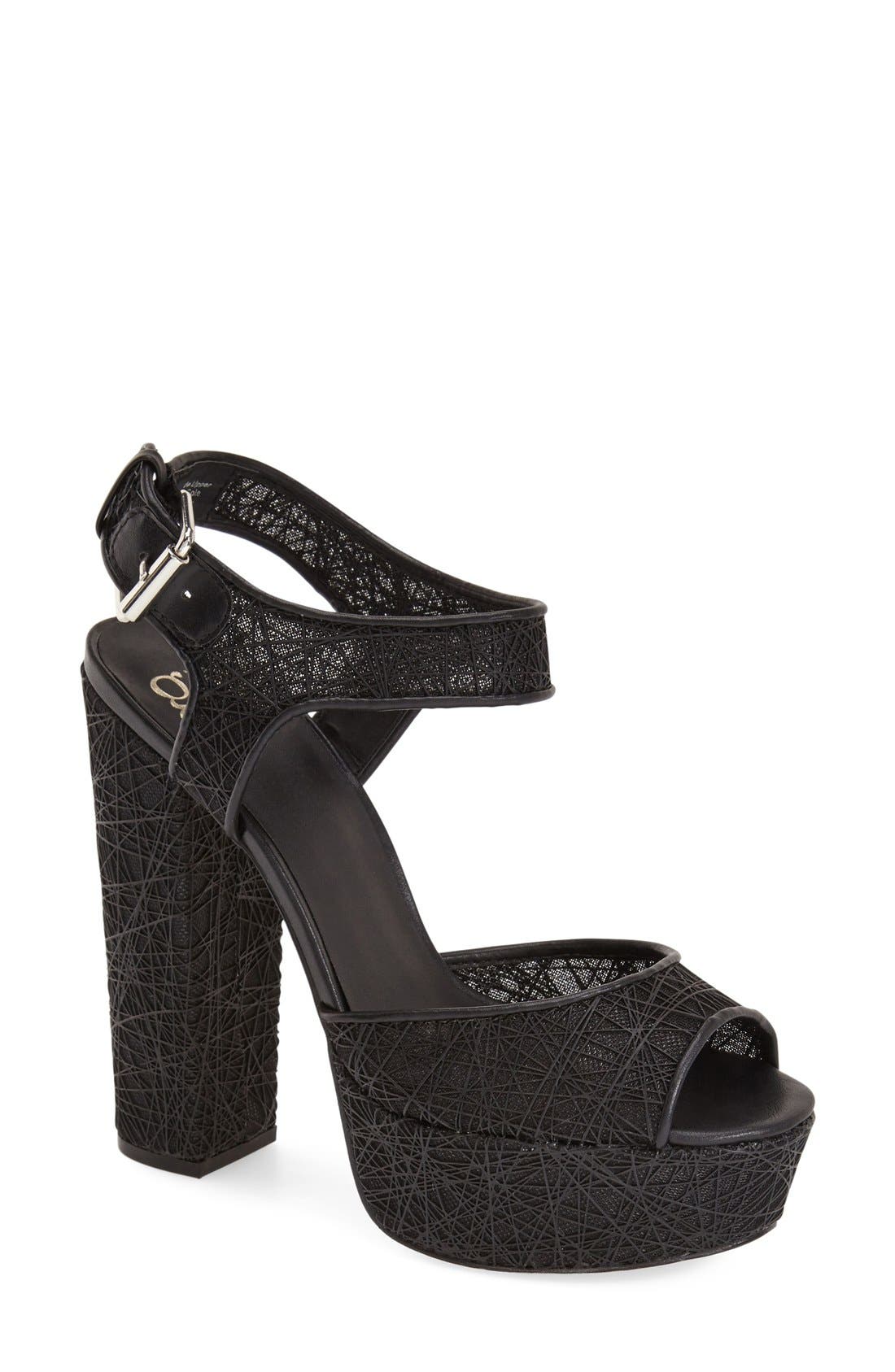 'Overt' Platform Sandal, Main, color, BLACK/ BLACK