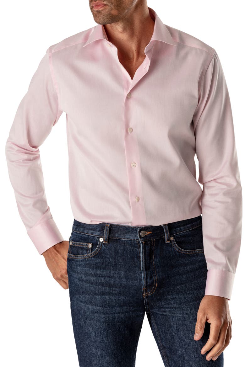 Contemporary Fit Twill Dress Shirt, Main, color, PINK