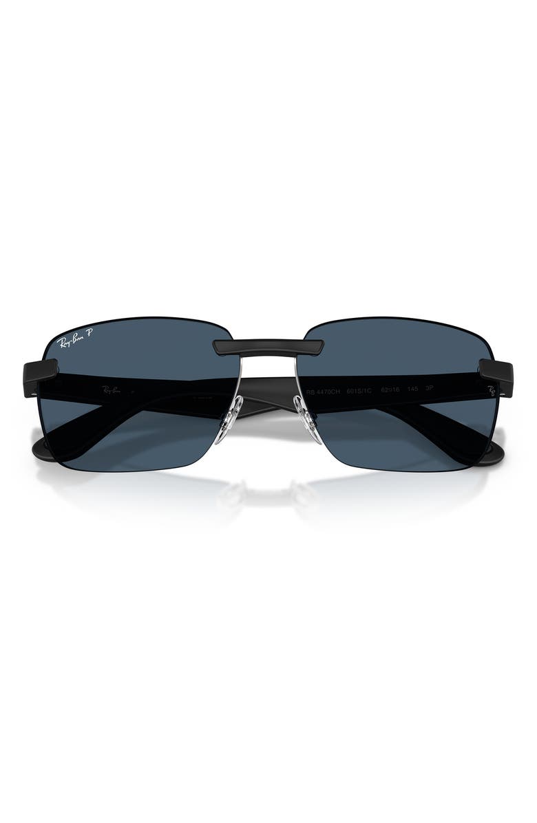 Ray-Ban 59mm Polarized Rimless Sunglasses, Alternate, color, Sand Black / Polar Blue