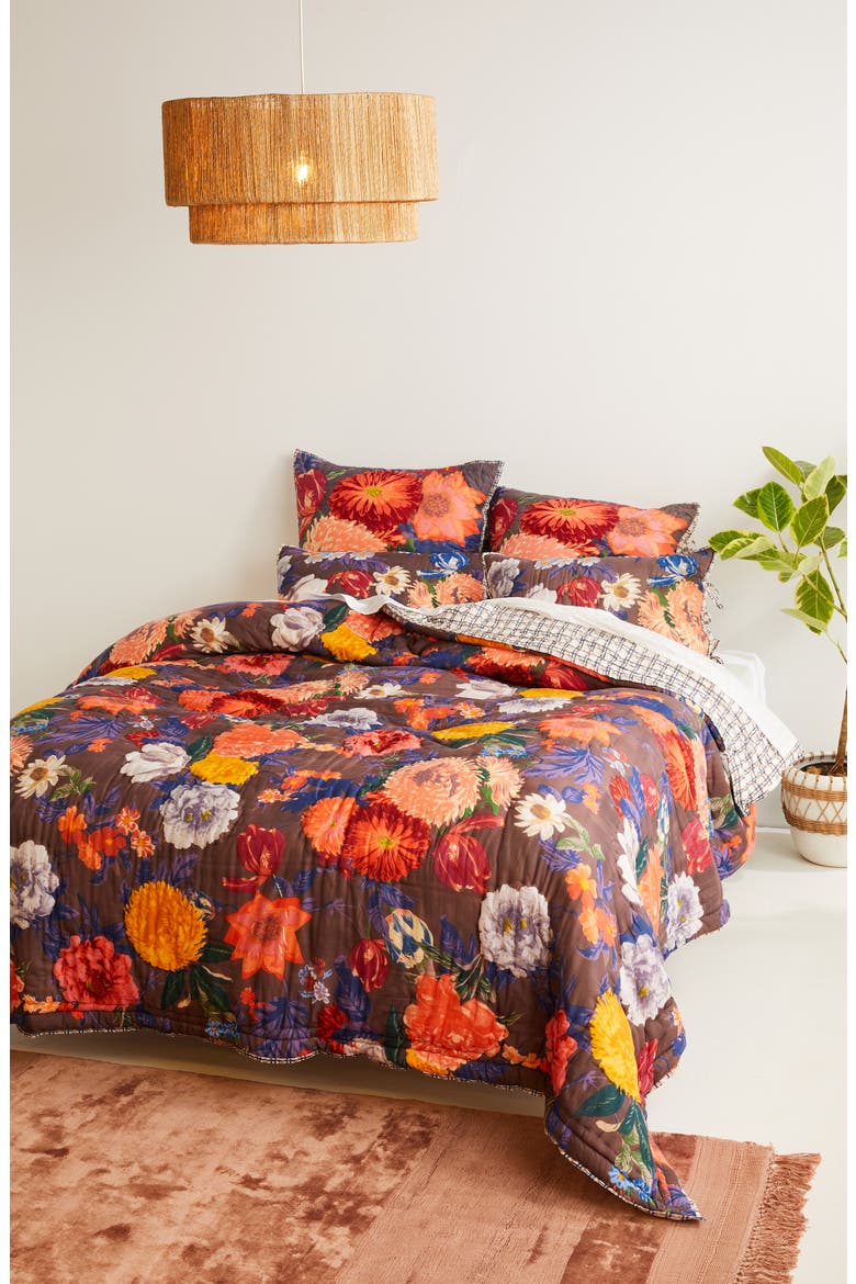 Anthropologie Agneta Reversible Quilt, Main, color, NAVY