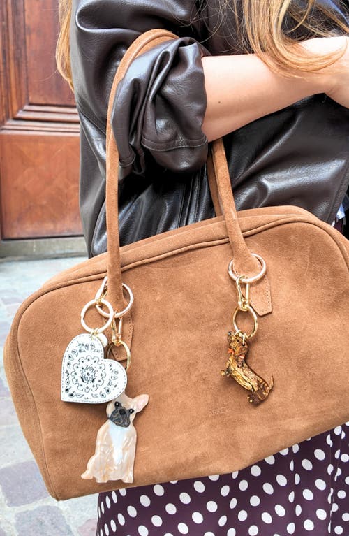 Solar Eclipse Hand Painted Dachshund Key Chain Bag Charm In Brown