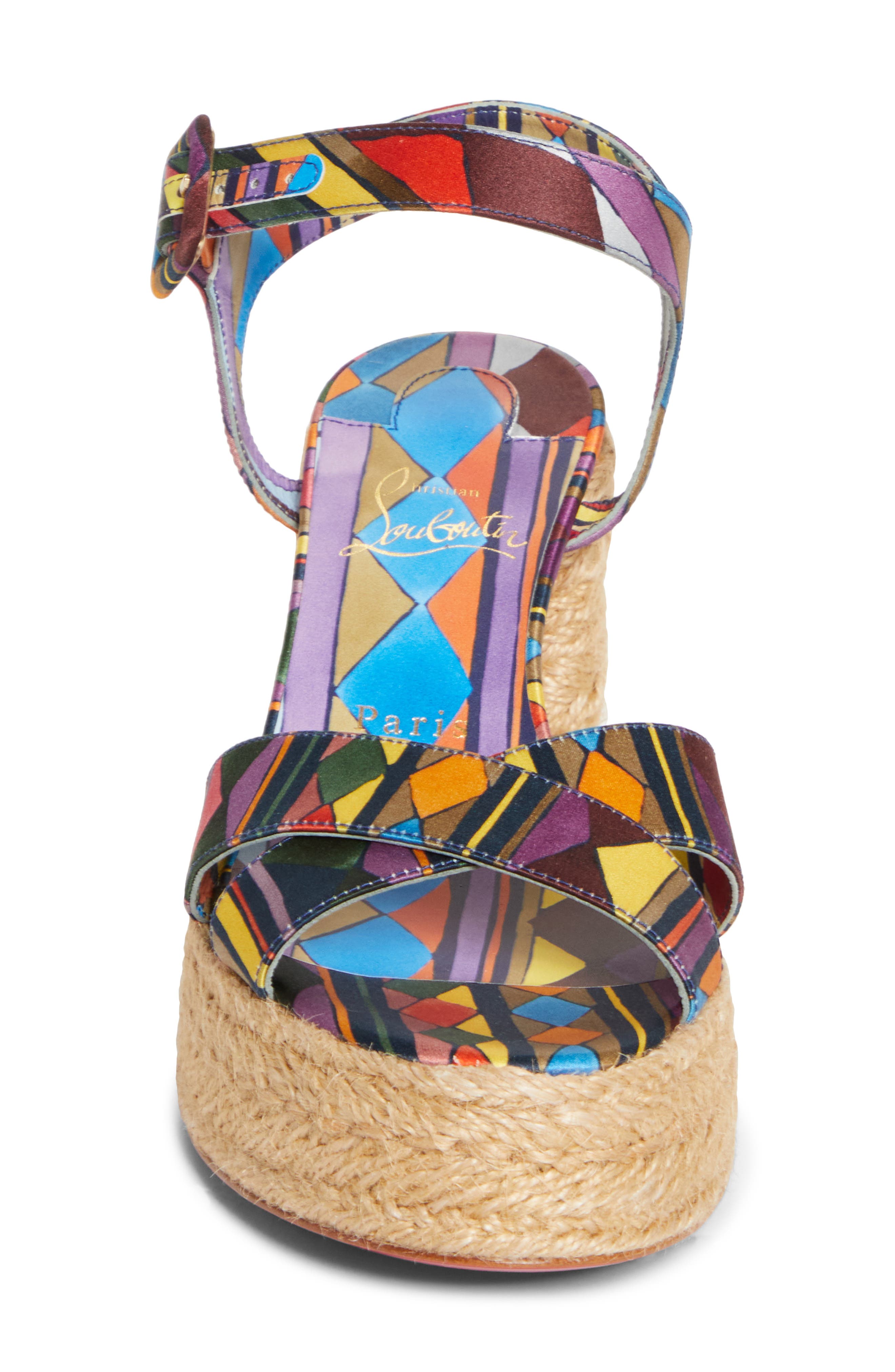 Christian Louboutin Calakala Espadrille Platform Sandal, Alternate, color, Orange Multi
