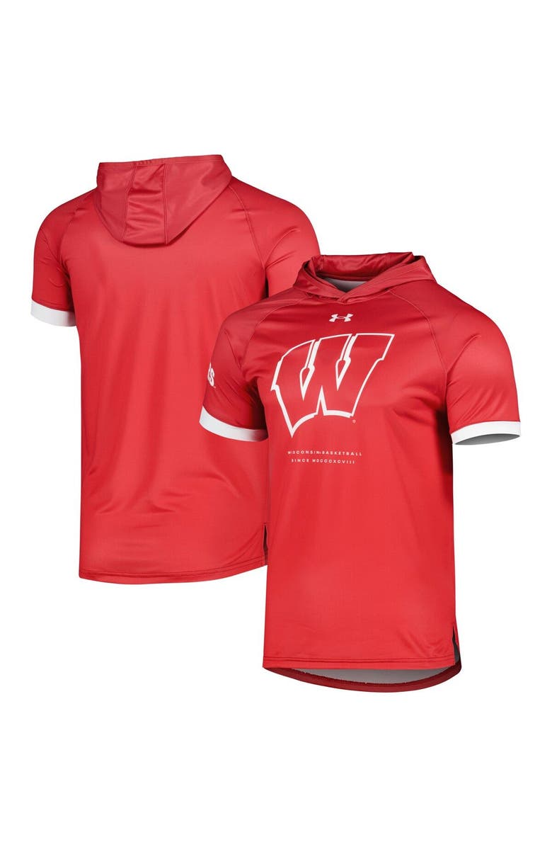 Under Armour Men's Under Armour Red Wisconsin Badgers On-Court Raglan Hoodie T-Shirt, Main, color, Red