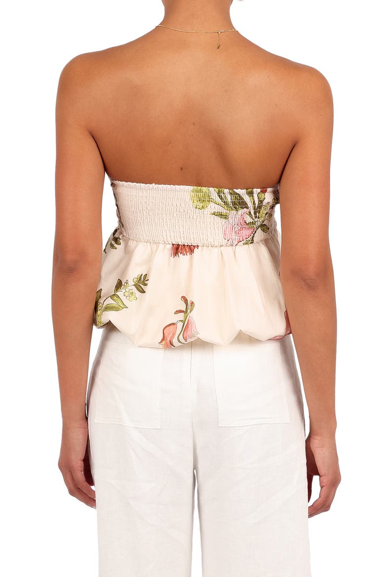 Aurlie Floral Strapless Cotton Peplum Top, Alternate, color, NATIVE FLORA