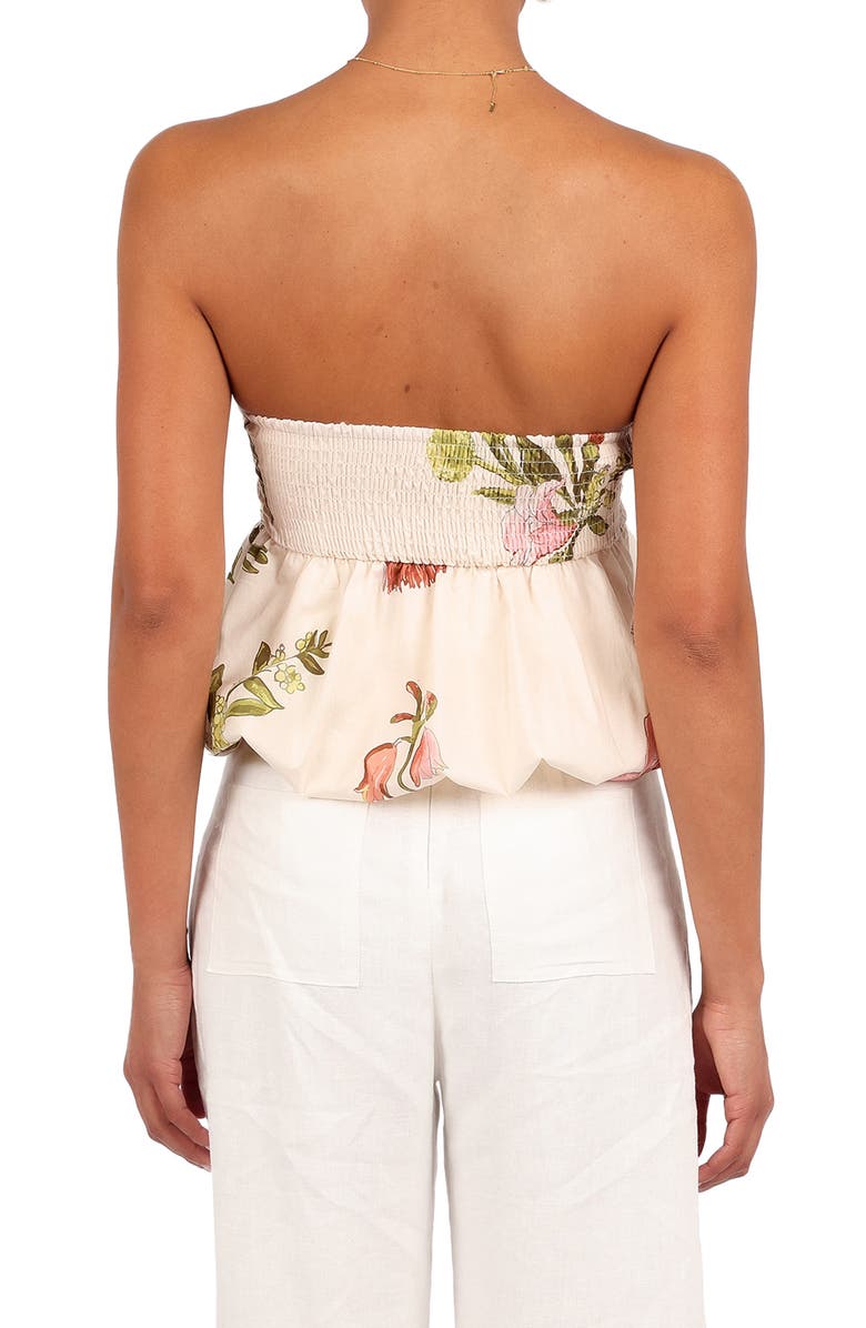 Petal & Pup Aurlie Floral Strapless Cotton Peplum Top, Alternate, color,