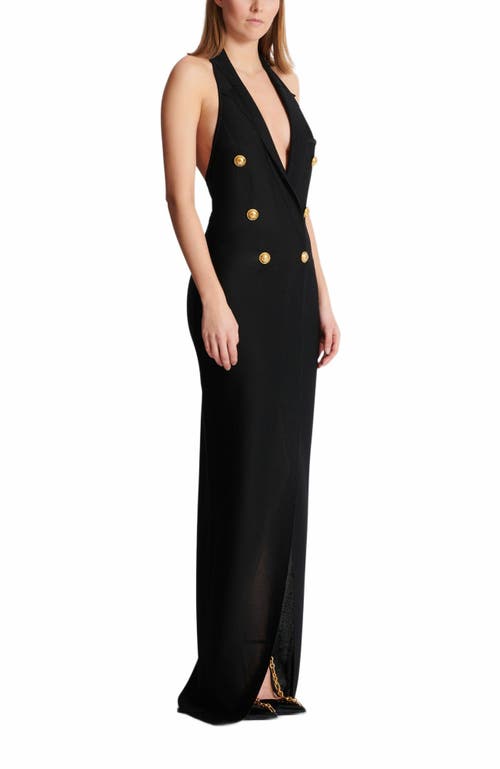 Balmain 6 Buttons Long Halterneck Knit Dress Clothing In Black
