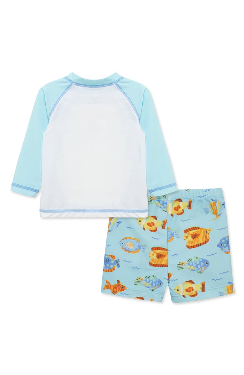 Little Me Fish UPF 50+ Rashguard Top & Bottoms Set, Alternate, color, 