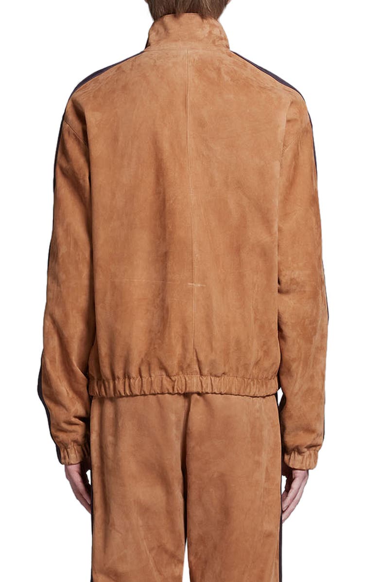 Marni Track Stripe Suede Bomber Jacket, Alternate, color,