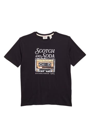 Scotch & Soda Kids' Cassette Graphic T-shirt In Meteorite