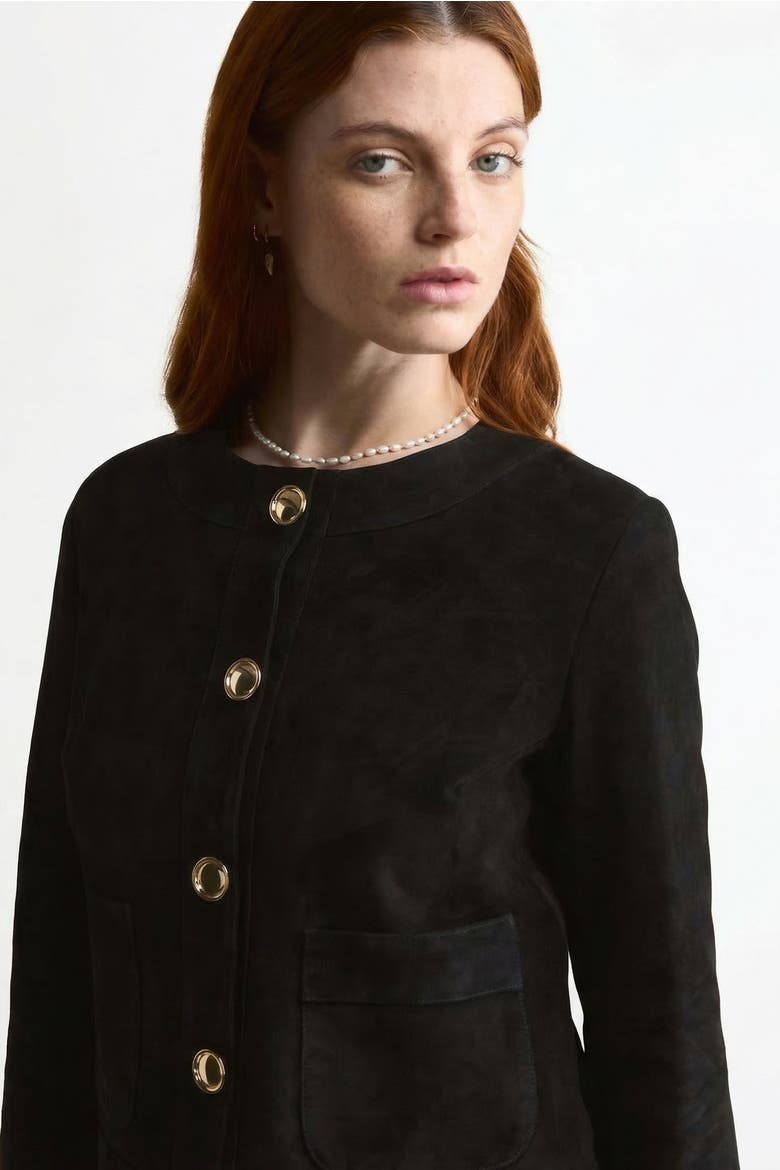 Margot Suede Jacket, Alternate, color, Black