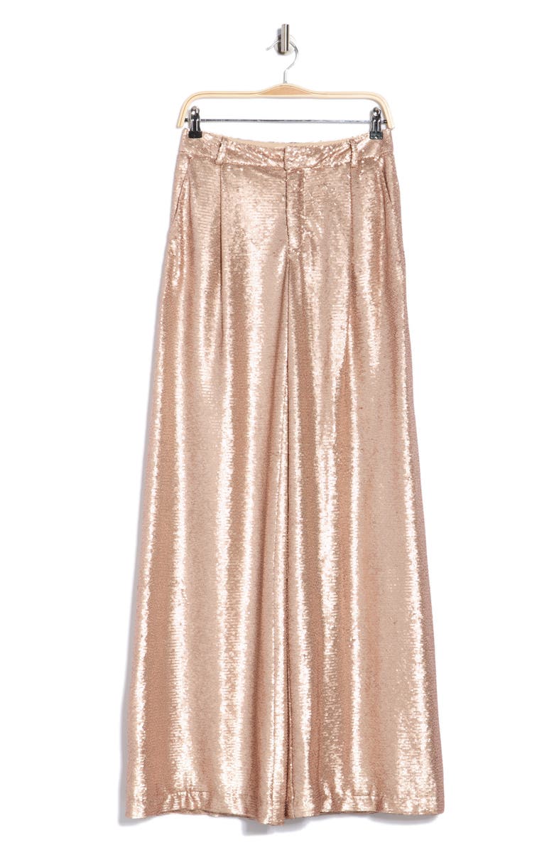 L'AGENCE Allanah Sequin Wide Leg Pants, Alternate, color, Beige Sequin