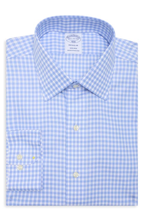 Regular Fit Gingham Twill Non-Iron Button-Up Shirt
