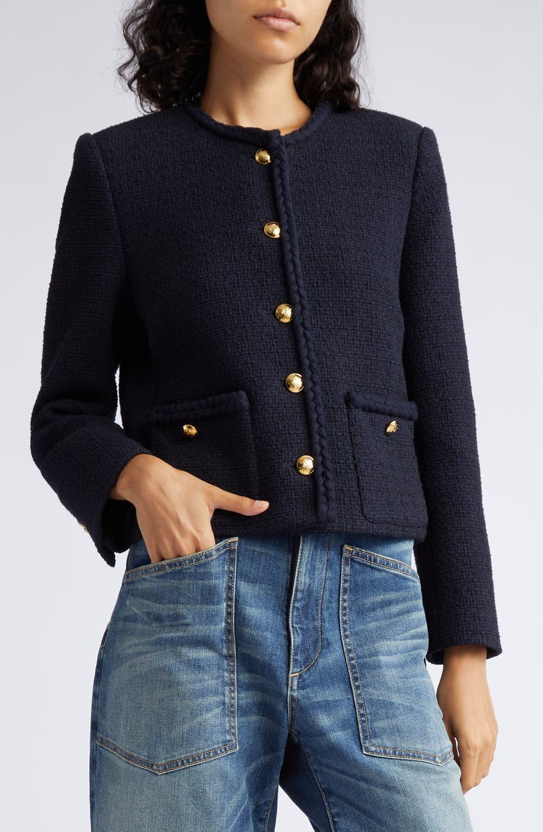 Nili Lotan Iman Crop Tweed Jacket, Alternate, color, 