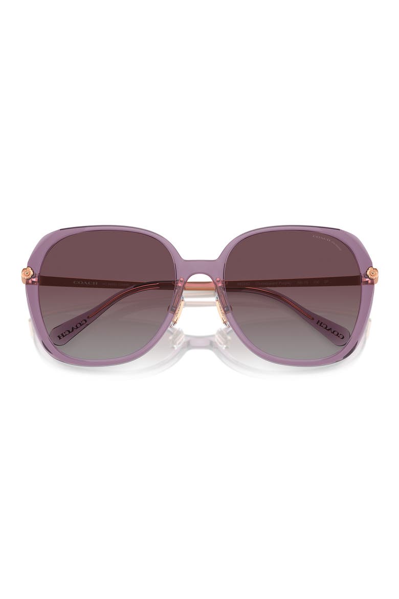 59mm Gradient Polarized Square Sunglasses, Alternate, color, PURPLE