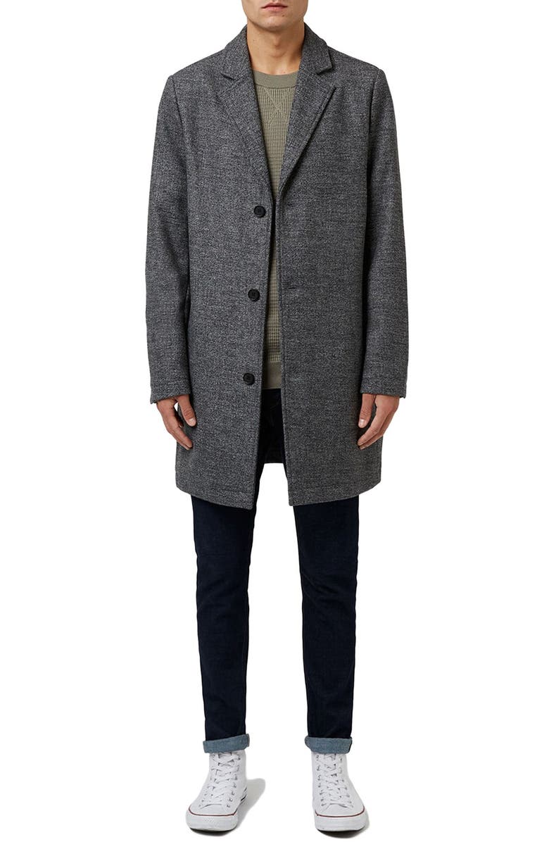 Topman Wool Blend Overcoat, Alternate, color,