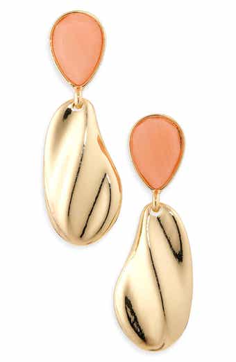 Semiprecious Stone Molten Teardrop Earrings