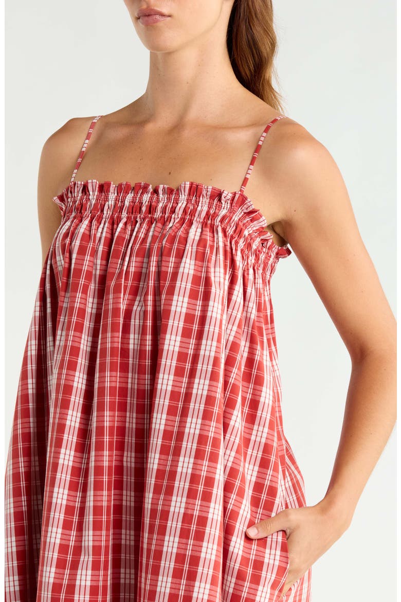 Gerta Plaid Cotton Midi Dress, Alternate, color, INES CHECK TERRA ROSSO