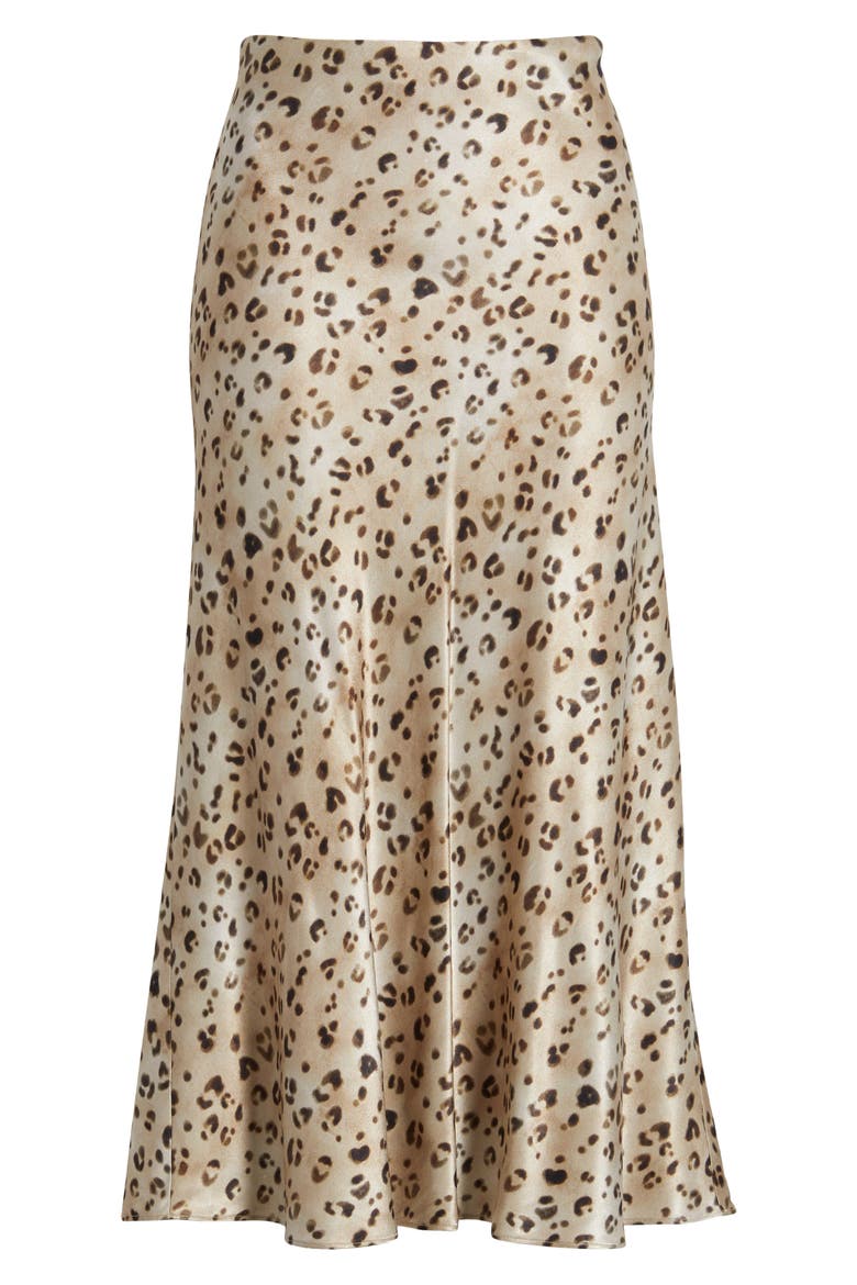 Anya Leopard Print Satin Midi Skirt, Alternate, color, CHAMPAGNE LEOPARD