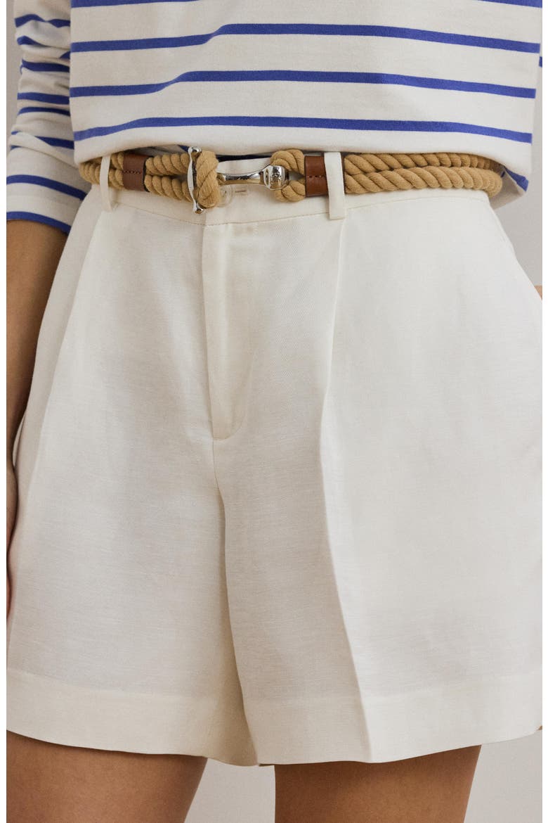 Drapey Linen Blend Twill Shorts, Alternate, color, WHITE